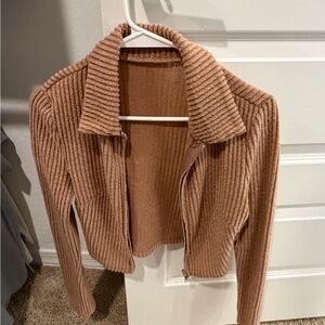 Ribbed Tan Sweater for Women
